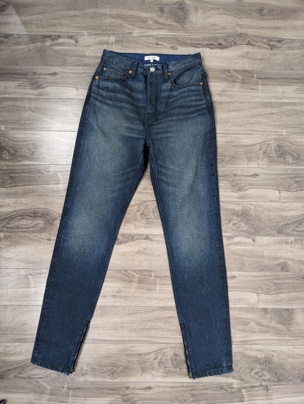 Re/Done Women's Jeans Super High Drainpipe Midnight Size 27